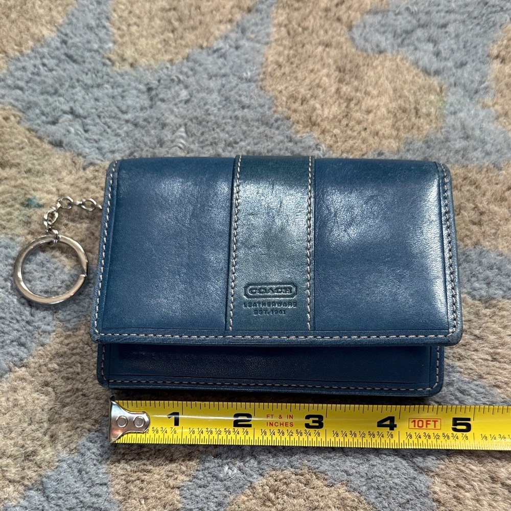 Coach Navy Leather Wallet with Keychain
